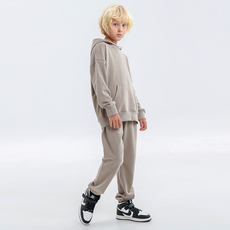 Children's Clothing Autumn And Winter New Terry Cotton Loose Hooded Sweater Suit Men And Women Two-Piece Suit