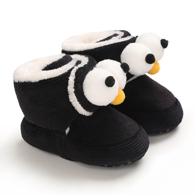 Baby cotton shoes winter high tube 0-1 year old children's cartoon cute walking shoes soft soled baby boots baby shoes plush