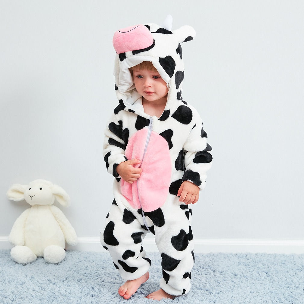 Baby jumpsuit, cow animal shaped pajamas