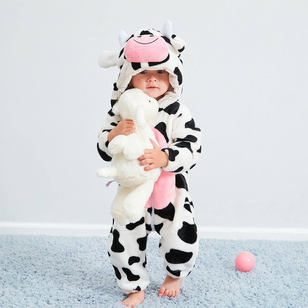 Baby jumpsuit, cow animal shaped pajamas