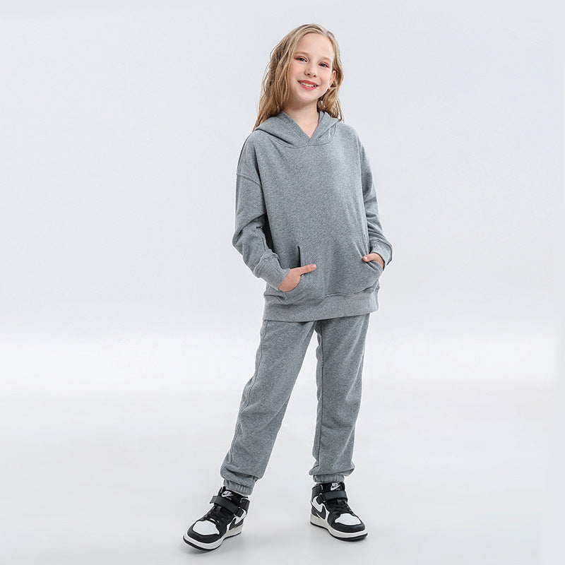 Children's Clothing Autumn And Winter New Terry Cotton Loose Hooded Sweater Suit Men And Women Two-Piece Suit