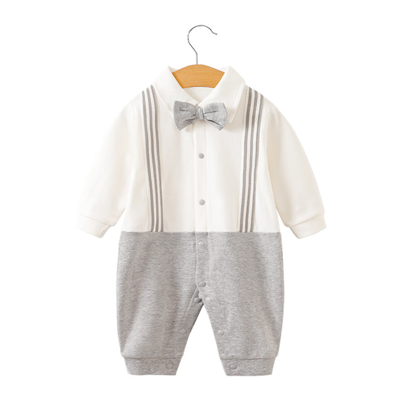 Childrens jumpsuit, babys one year old romper, long sleeved newborn hundred day gentlemanly suit, ins style childrens clothin