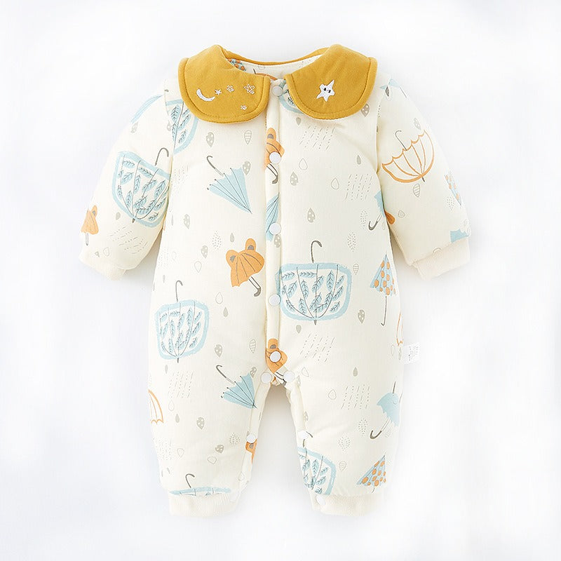 Baby Warm Onesie Cotton Thickened Cotton Winter Baby Harness Crawling Clothes Spring And Autumn Newborn Sleeping Bag Outside