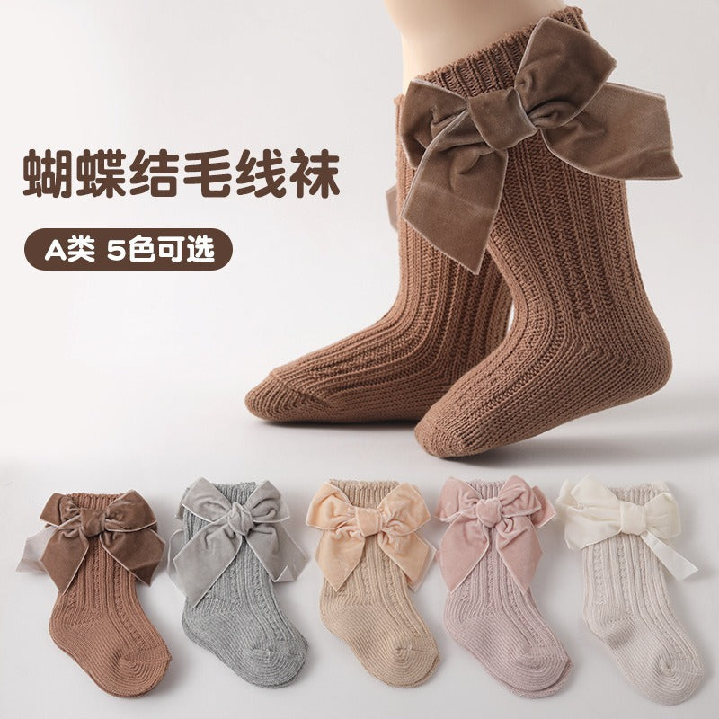 Baby thick needle socks, autumn and winter socks, boys and girls medium length short socks, princess plush socks