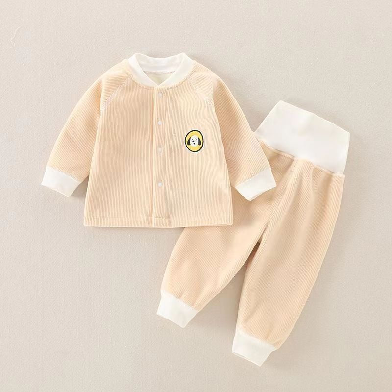 Children's Autumn And Winter Warm Suit Baby's Velvet One-Piece Outer Coat Pants For Boys And Girls