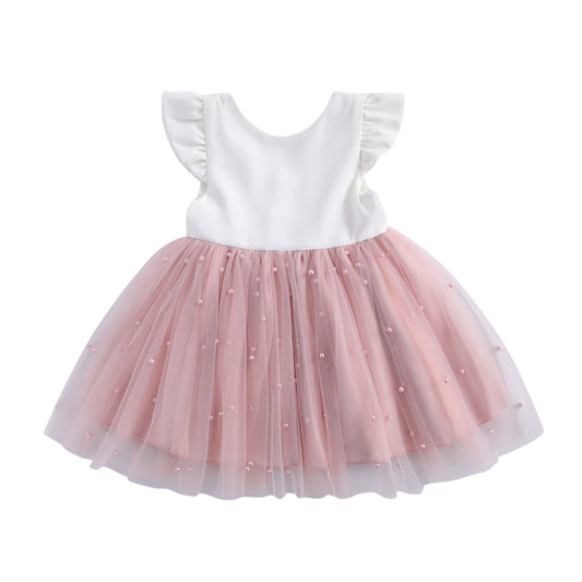 Girl's dress cute princess dress children's mesh fluffy dress flower girl performance dress