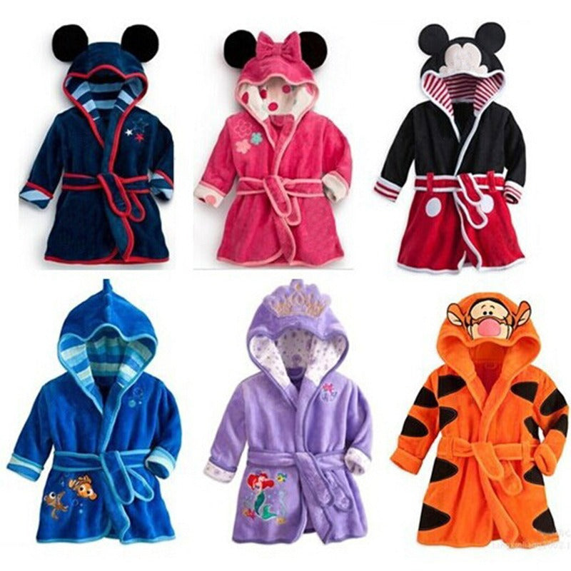 Boys And Girls Bathrobe Children's Cartoon Bathrobe Multi-Color Home Robe