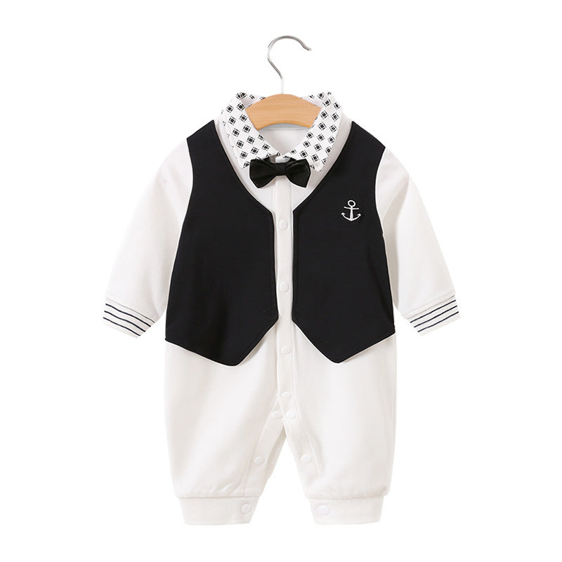 Children's jumpsuit, baby romper, long sleeved newborn hundred day gentlemanly suit, ins style children's clothing