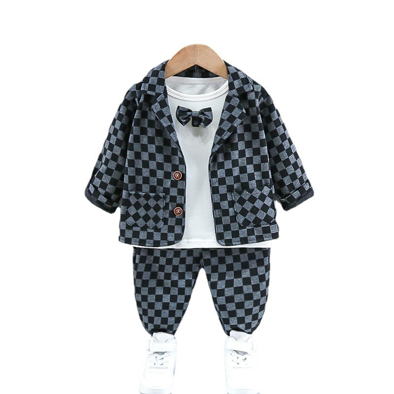 Boys Handsome Spring And Autumn Suit Suit Baby Western Style Suit Three-Piece Children's Clothes Trend