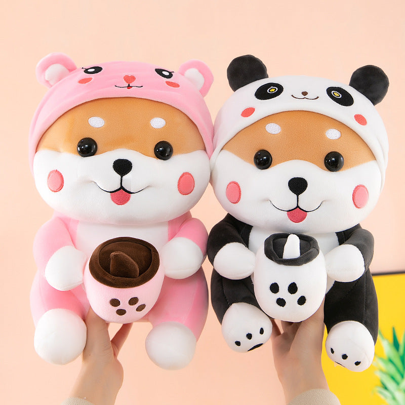 New Creative Transformation Chai Plush Dog Toy Doll Milk Tea Pillow Rag Doll Legs Sleeping Girl Gift