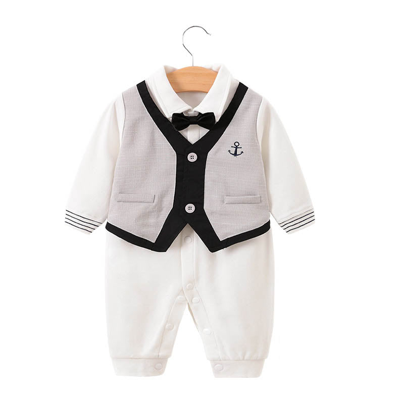 Children's jumpsuit, baby romper, long sleeved newborn hundred day gentlemanly suit, ins style children's clothing