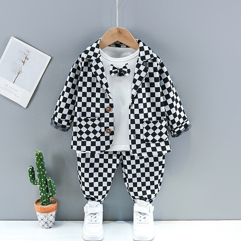 Boys Handsome Spring And Autumn Suit Suit Baby Western Style Suit Three-Piece Children's Clothes Trend