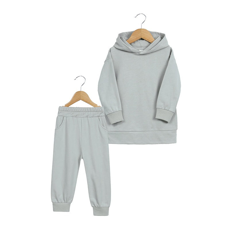 Thickened Autumn And Winter Clothing Children's Sports Suit Casual Pullover Hooded Sweater Trousers Two-Piece Set