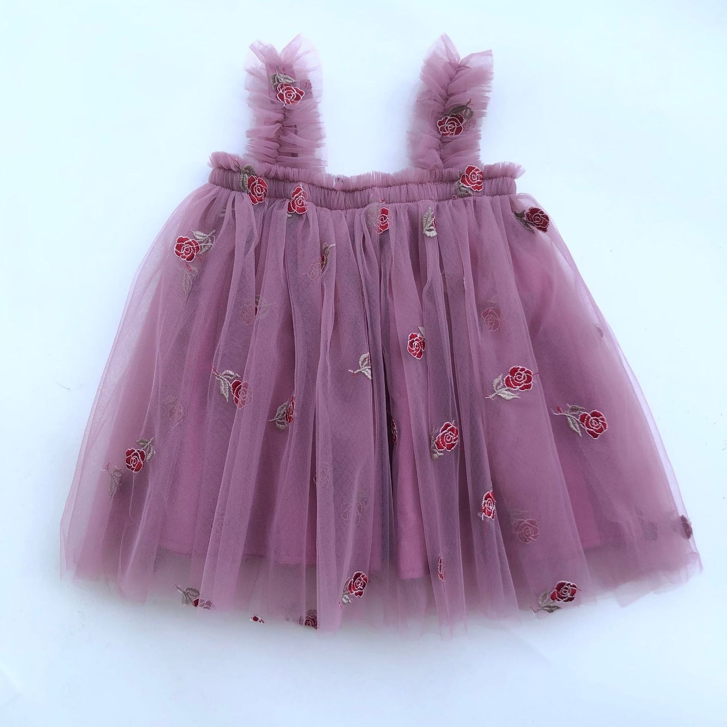 New embroidered mesh suspender dress for girls strapless fluffy princess dress