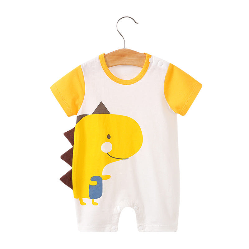 Baby jumpsuit summer clothing baby short sleeved clothes ins style newborn cartoon animal crawling clothes cotton jumpsuit