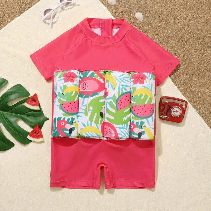 Children's buoyancy swimsuit cute one-piece swimsuit for infants and young children floating zipper swimsuit for female babies