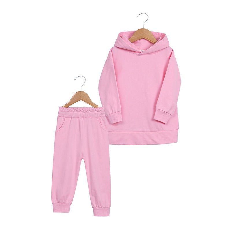 Thickened Autumn And Winter Clothing Children's Sports Suit Casual Pullover Hooded Sweater Trousers Two-Piece Set