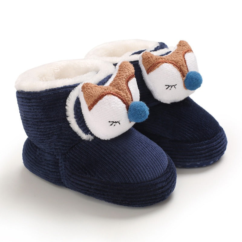 Baby cotton shoes winter high tube 0-1 year old children's cartoon cute walking shoes soft soled baby boots baby shoes plush