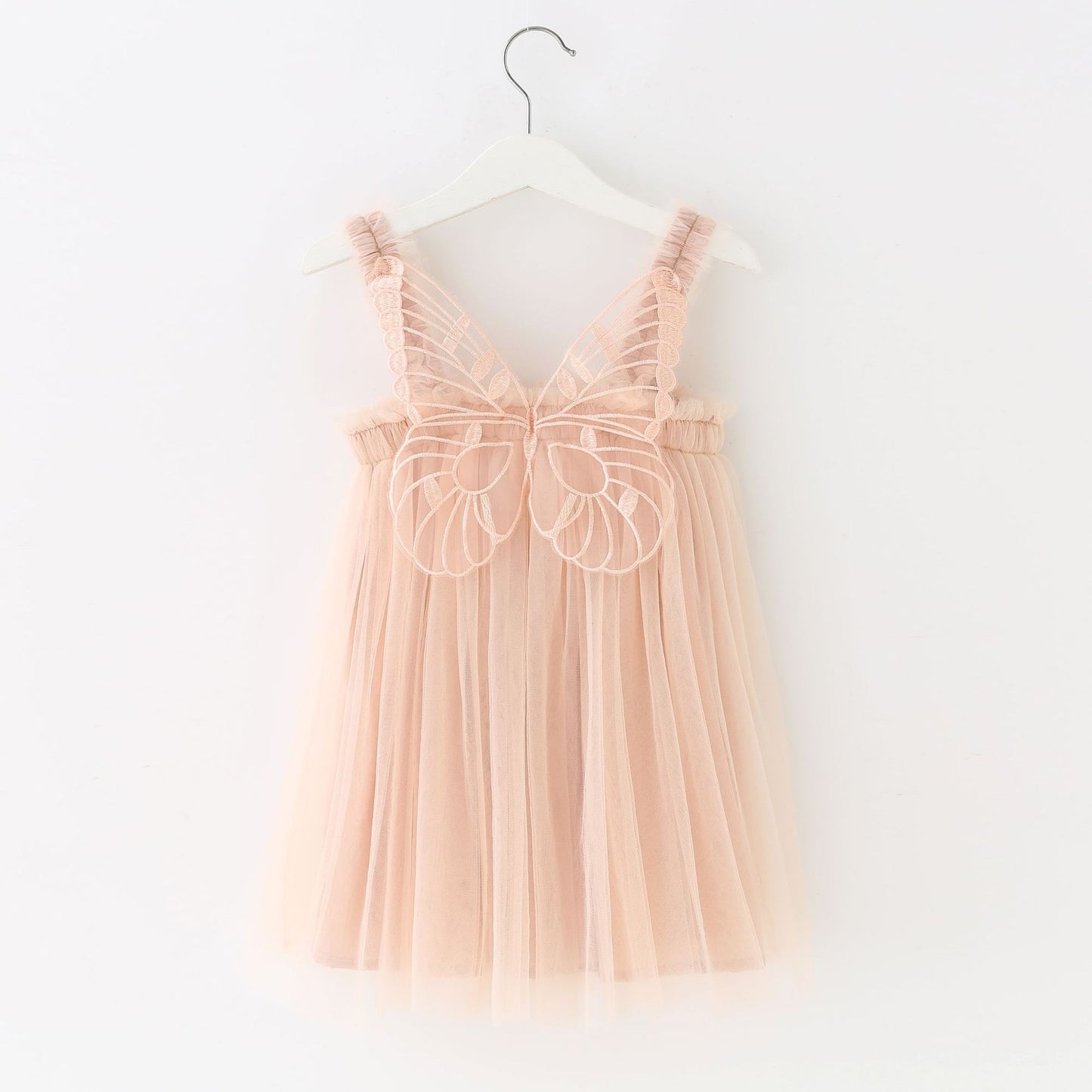 Children's clothing mesh dress with suspender, birthday dress, fluffy skirt, three-dimensional angel wings