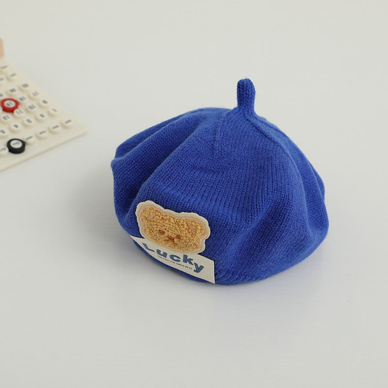 Children Spring and Autumn Beret Baby Cute Bear Hat Korean Version Male and Female Baby Corduroy Painter Hat