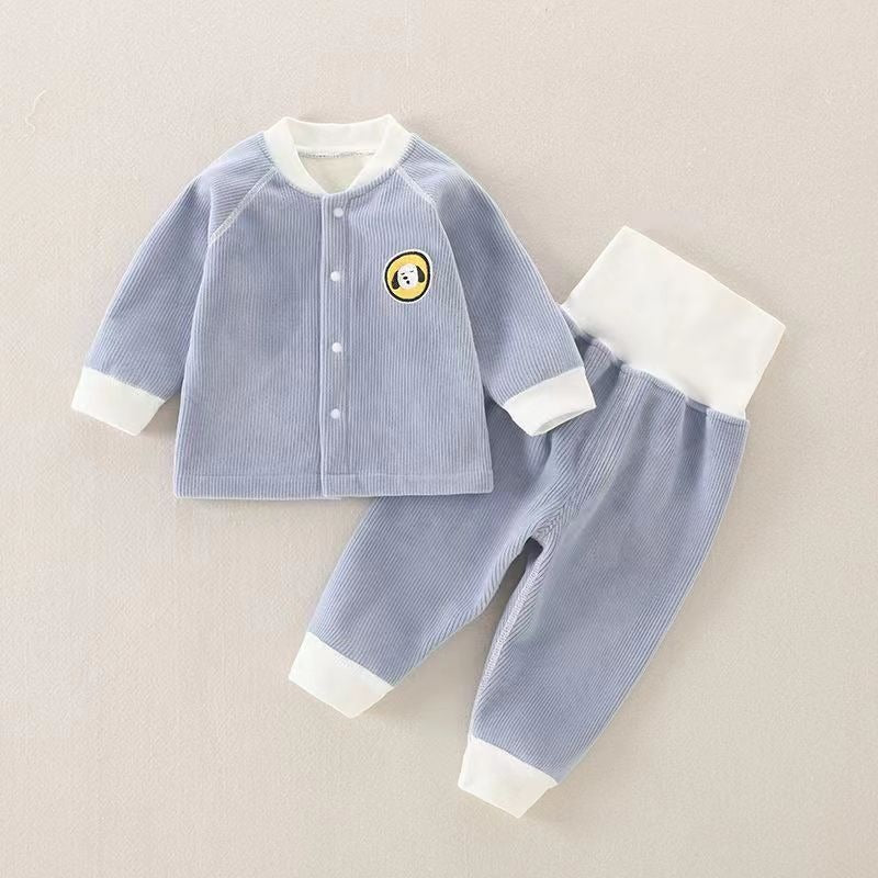 Children's Autumn And Winter Warm Suit Baby's Velvet One-Piece Outer Coat Pants For Boys And Girls