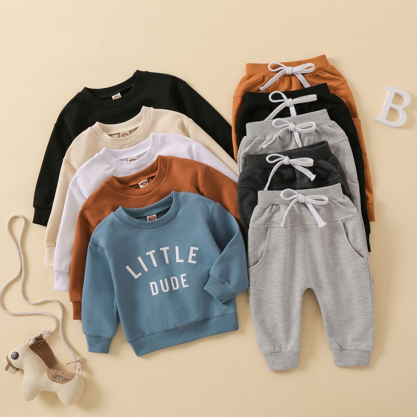 Autumn New Boys' Letter Printed Long Sleeve Ha Yi Sports Minimalist Long Pants Two Piece Set