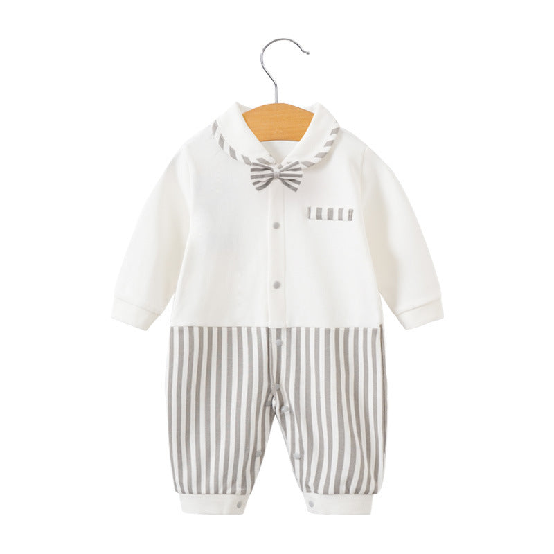 Childrens jumpsuit, babys one year old romper, long sleeved newborn hundred day gentlemanly suit, ins style childrens clothin