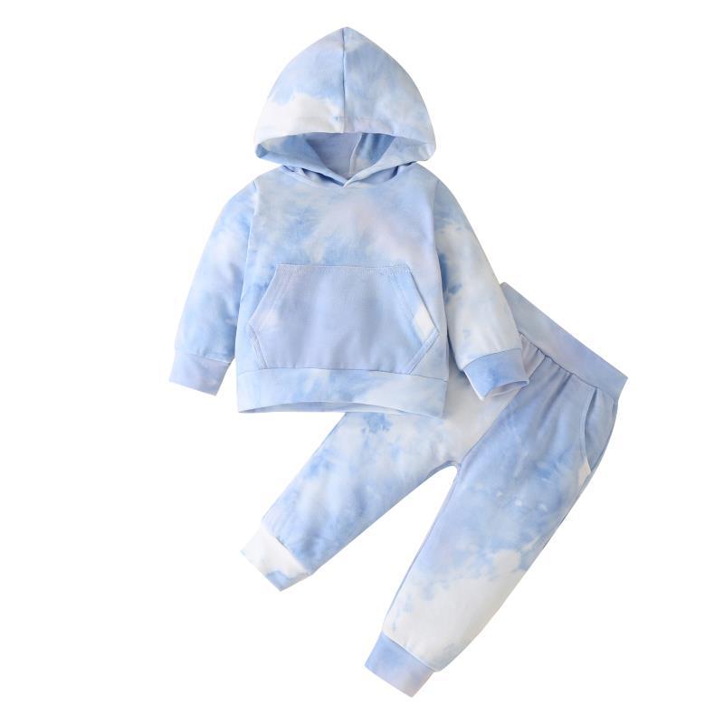 New Children's Sweater Tie-Dye Men's And Women's Hooded Sweater Medium And Large Baby Pullover Two-Piece Suit