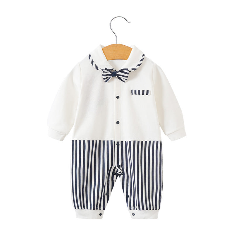 Childrens jumpsuit, babys one year old romper, long sleeved newborn hundred day gentlemanly suit, ins style childrens clothin