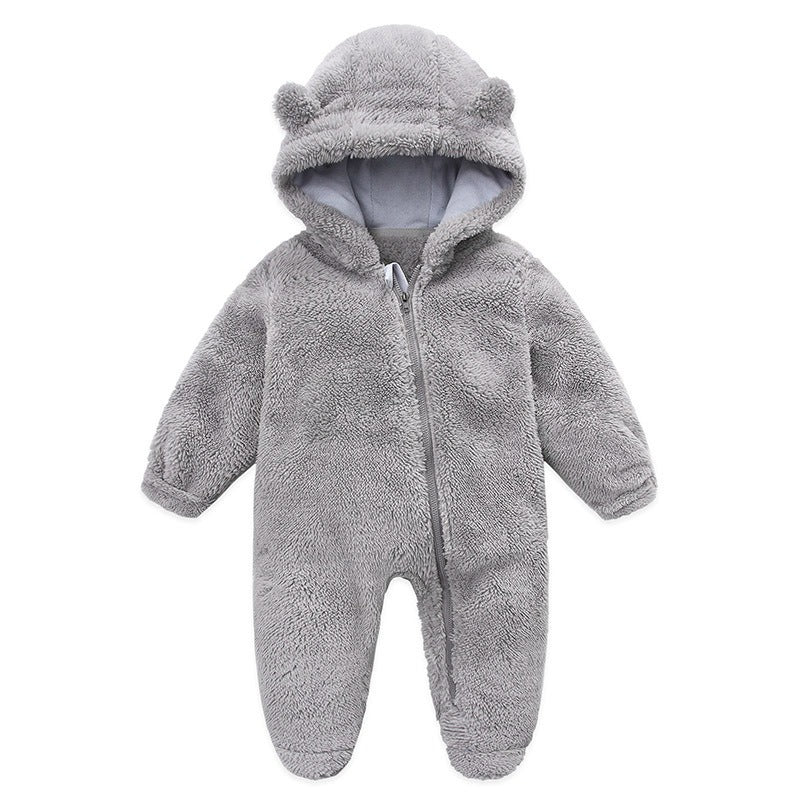 New Baby Open Bag Handbag Feet Flannel Autumn Winter One-Piece Crawling Suit