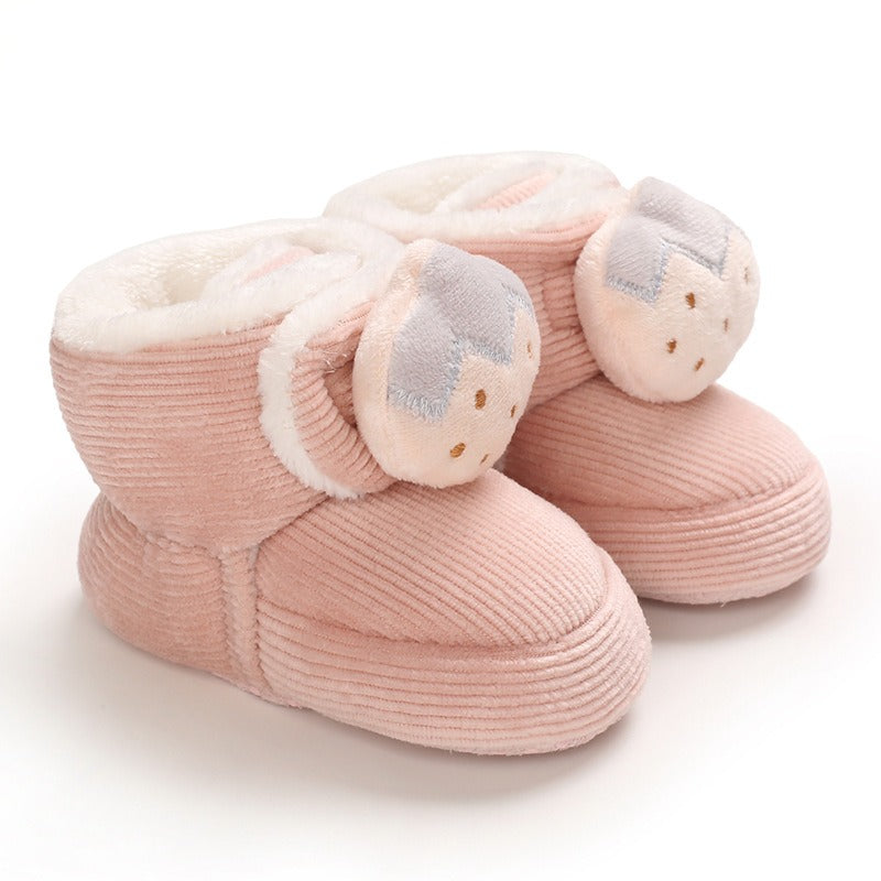 Baby cotton shoes winter high tube 0-1 year old children's cartoon cute walking shoes soft soled baby boots baby shoes plush