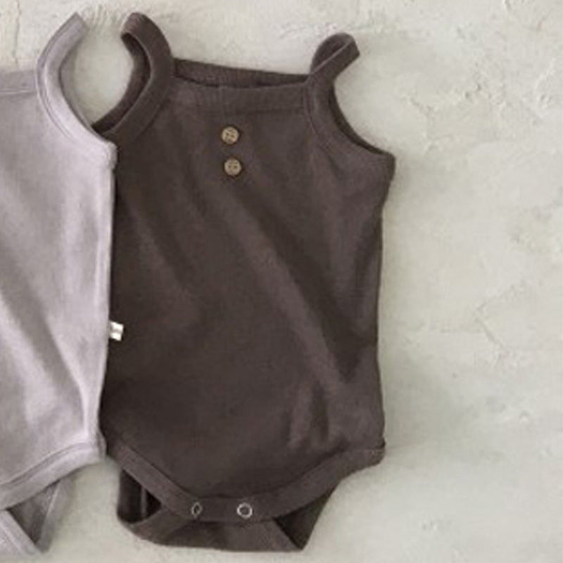 Korean Version Ins Summer Simple Baby Baby Soft Sling Jumpsuit Cotton Romper Vest Triangle Bag Fart