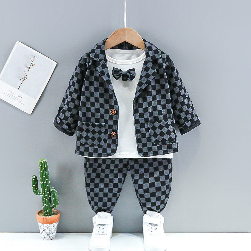 Boys Handsome Spring And Autumn Suit Suit Baby Western Style Suit Three-Piece Children's Clothes Trend