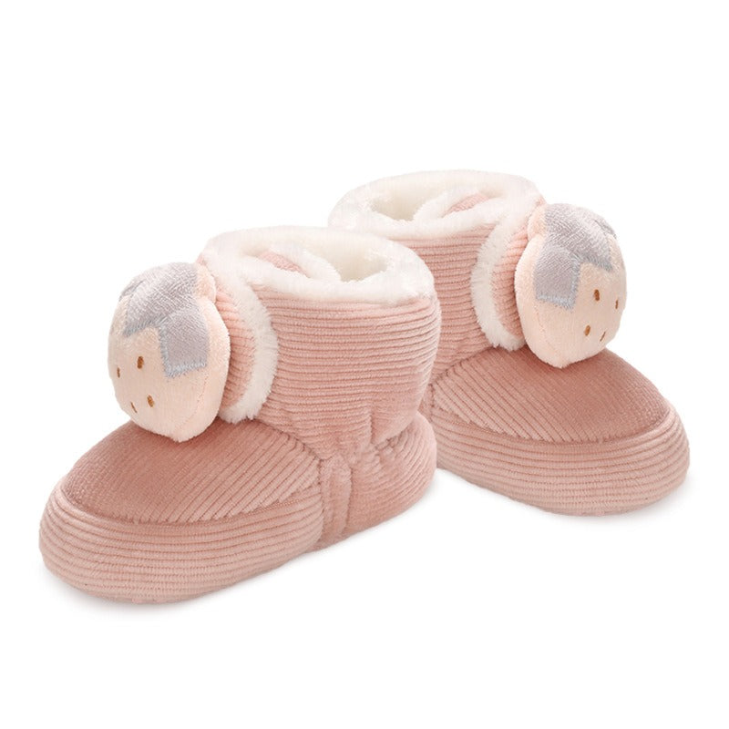 Baby cotton shoes winter high tube 0-1 year old children's cartoon cute walking shoes soft soled baby boots baby shoes plush