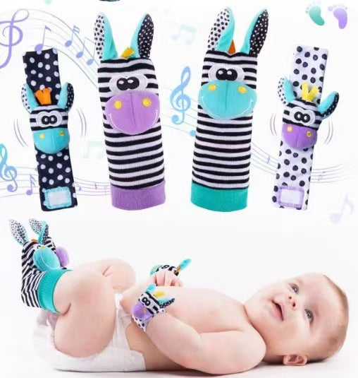 Baby cartoon animal wrist bell shaking socks, new children's wrist strap socks cover