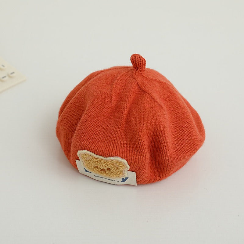 Children Spring and Autumn Beret Baby Cute Bear Hat Korean Version Male and Female Baby Corduroy Painter Hat